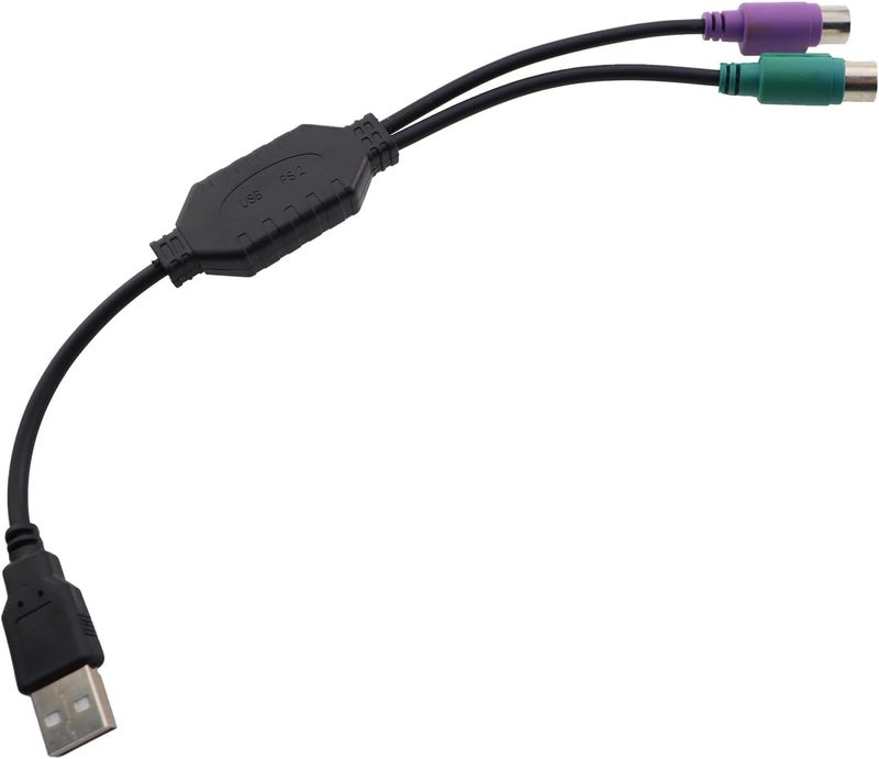 CTWHA USB to PS2 Adapter Cable Keyboard and Mouse Interface Connection Cable Built-in USB Controller Two PS2 Female Ports Purple for Keyboard Green for Mouse Used in Laptop Computers - Image 2